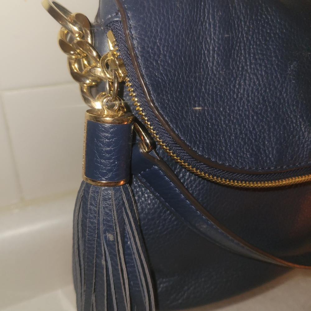 Michael Kors Navy Leather Shoulder Bag - Picture 6 of 8